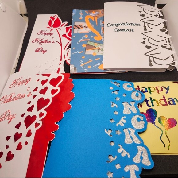 Hand Crafted Colorful All Occasoin Cards Set of 12 - Picture 3 of 16